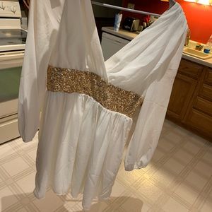 White and gold sequin dress size large